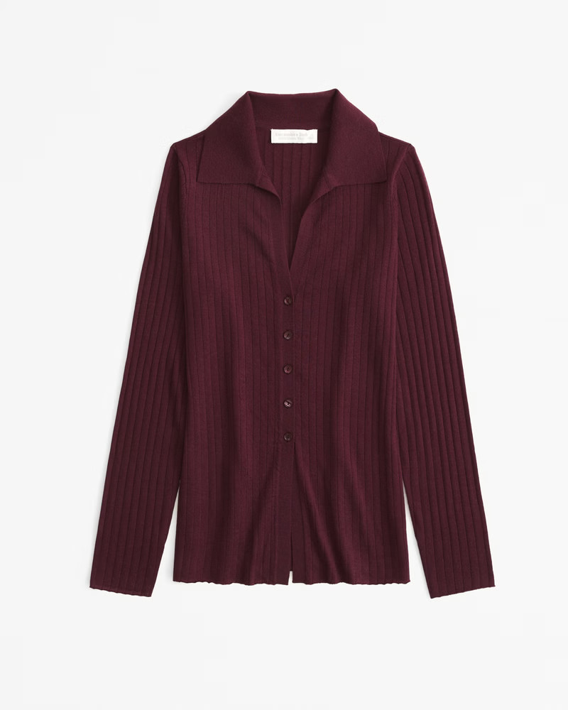 Merino Wool Slim Collared Top | Abercrombie & Fitch (US)