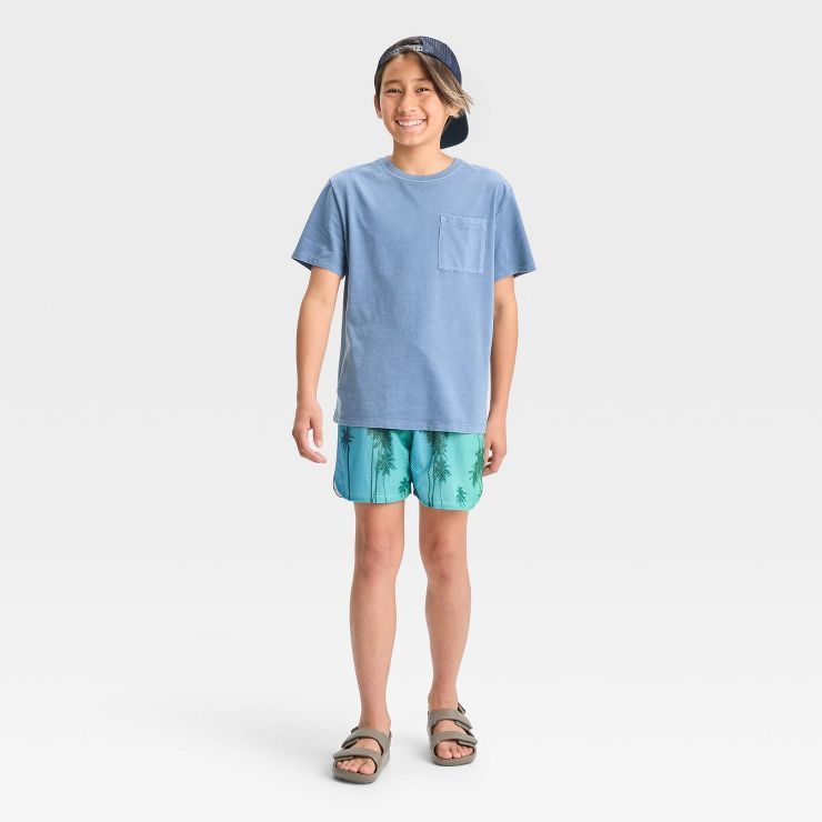 Boys' Pull-On Above the Knee Palm Tree Mesh Shorts - art class™ Blue | Target