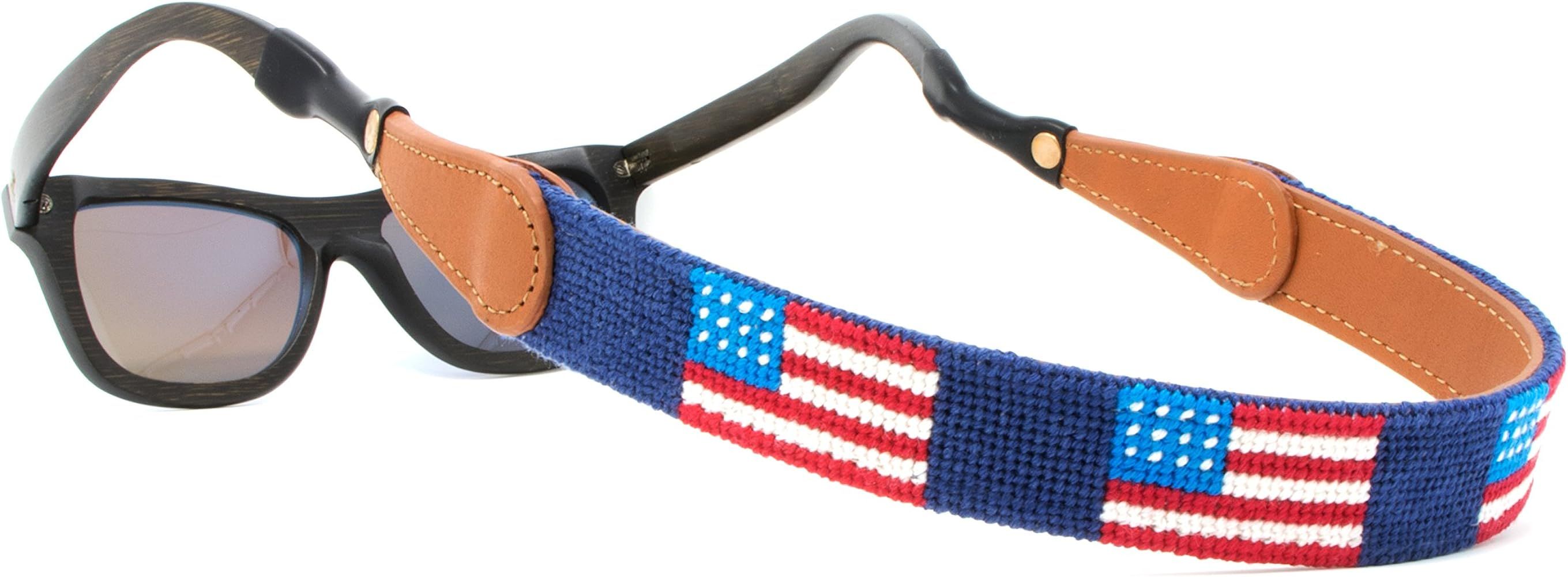 Leather Hand-Stitched Needlepoint Sunglass Strap Retainer by Huck Venture | Amazon (US)