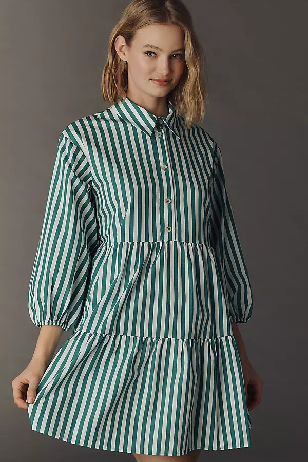 Bettina Tiered Mini Shirt Dress | Anthropologie (US)