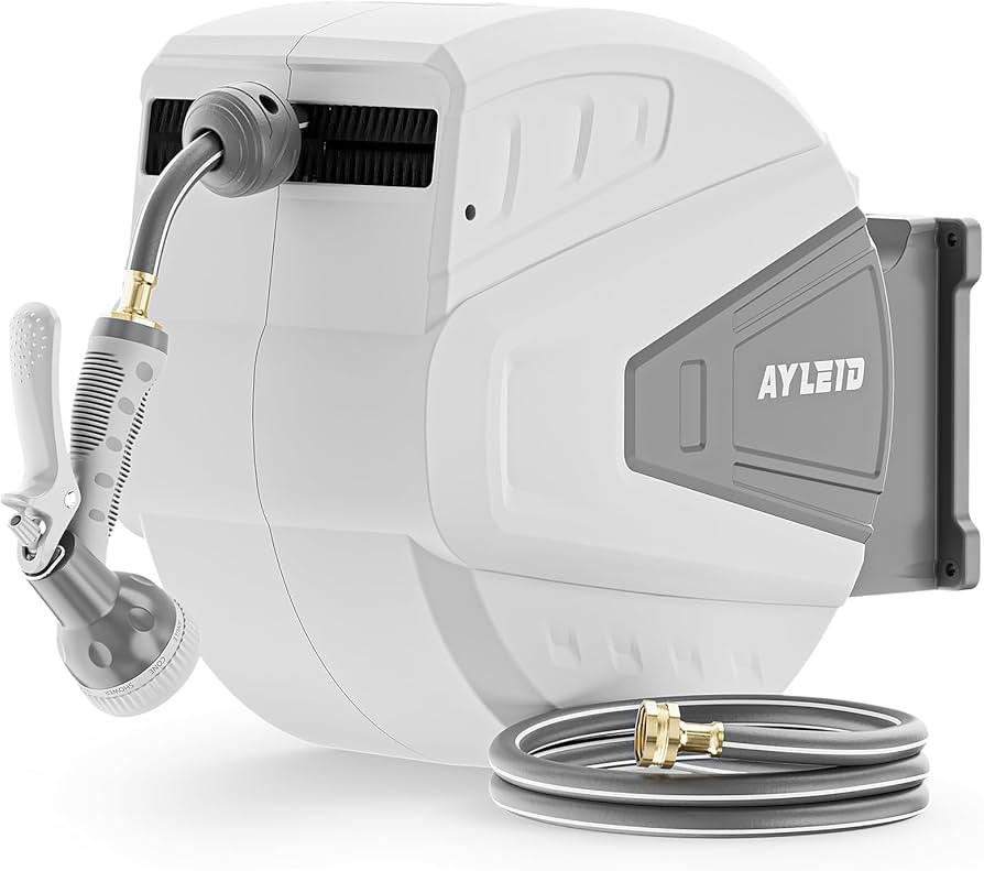 Ayleid Retractable Rubber Hybrid Garden Hose Reel, 5/8"x100ft Wall Mount | Amazon (US)