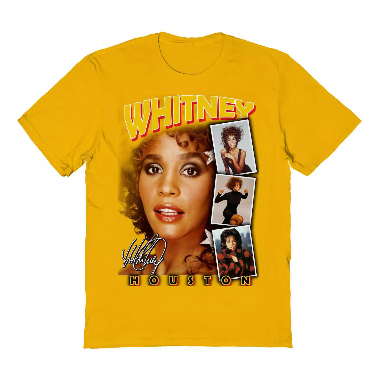 Men's Whitney Houston Photo Collage Graphic Tee, Size: XXL, Gold | Kohl's