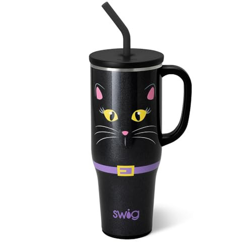 Swig Life 40oz Mega Mug, Halloween 40oz Tumbler with Handle and Straw, Extra Large Insulated Tumblers, Cup Holder Friendly Travel Mug (Boo Crew Cat) | Amazon (US)