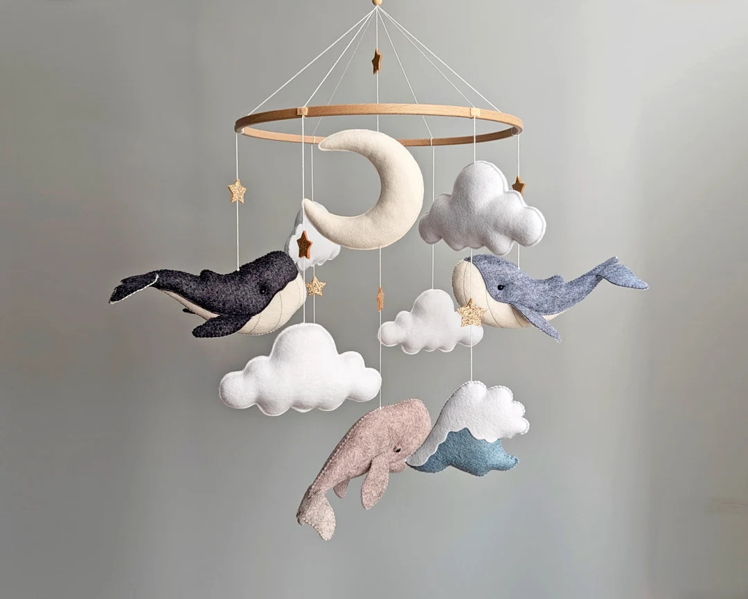 Baby Mobile Whales Baby Crib Mobile Whale Mobile Mobile Bebe Neutral Nursery Mobile Nautical Baby... | Etsy (US)