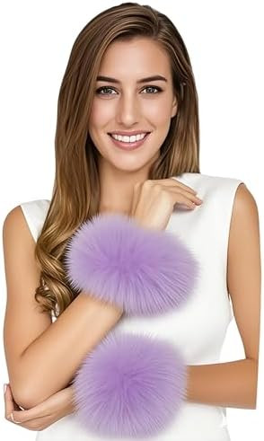 Lina & Lily Women's Winter Wrist Cuffs Warmers Faux Fur Fluffy | Amazon (US)