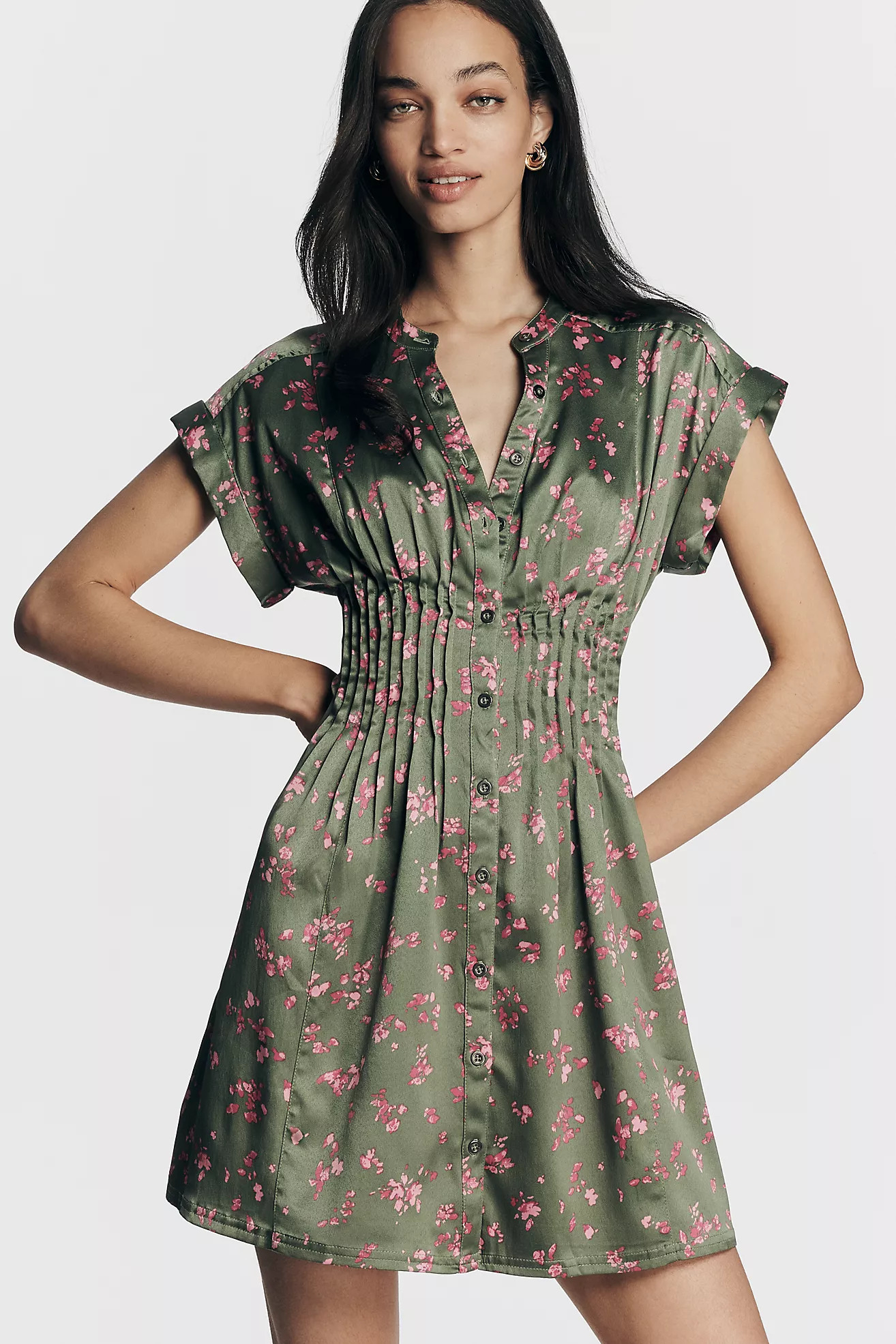 Pilcro Short-Sleeve Pleated Shirt Dress | Anthropologie (US)