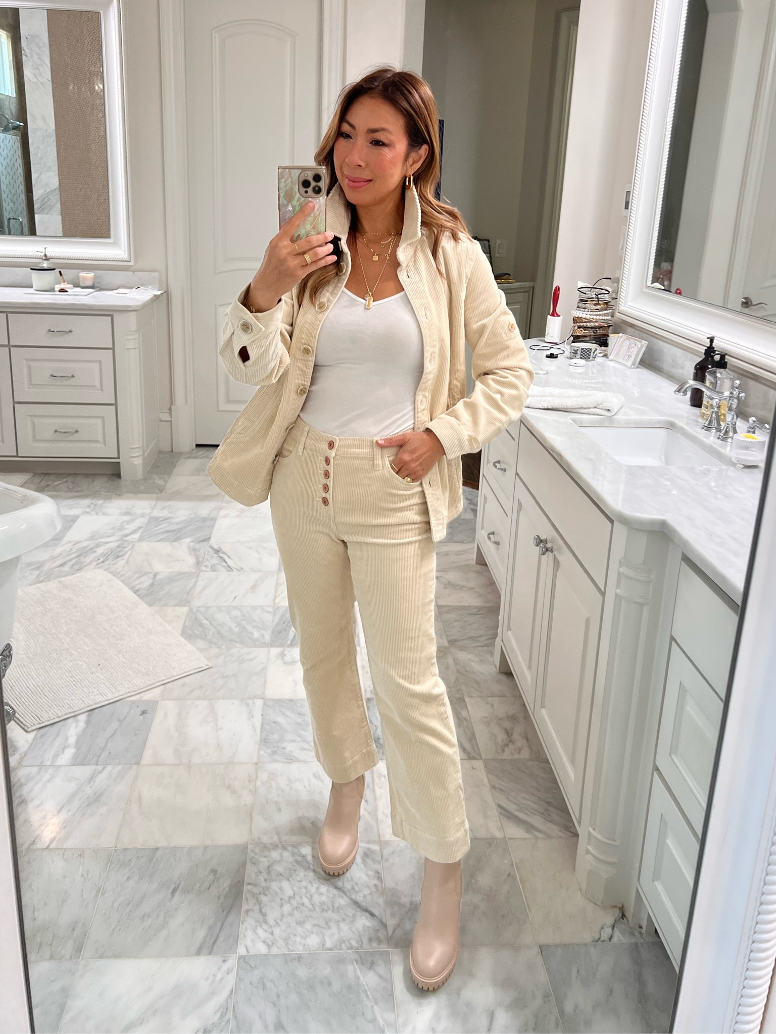 Cream corduroy shacket and cropped wide leg pants 🤍✨ #styleofsam #cabiclothing

#LTKover40 #LTKstyletip #LTKSeasonal