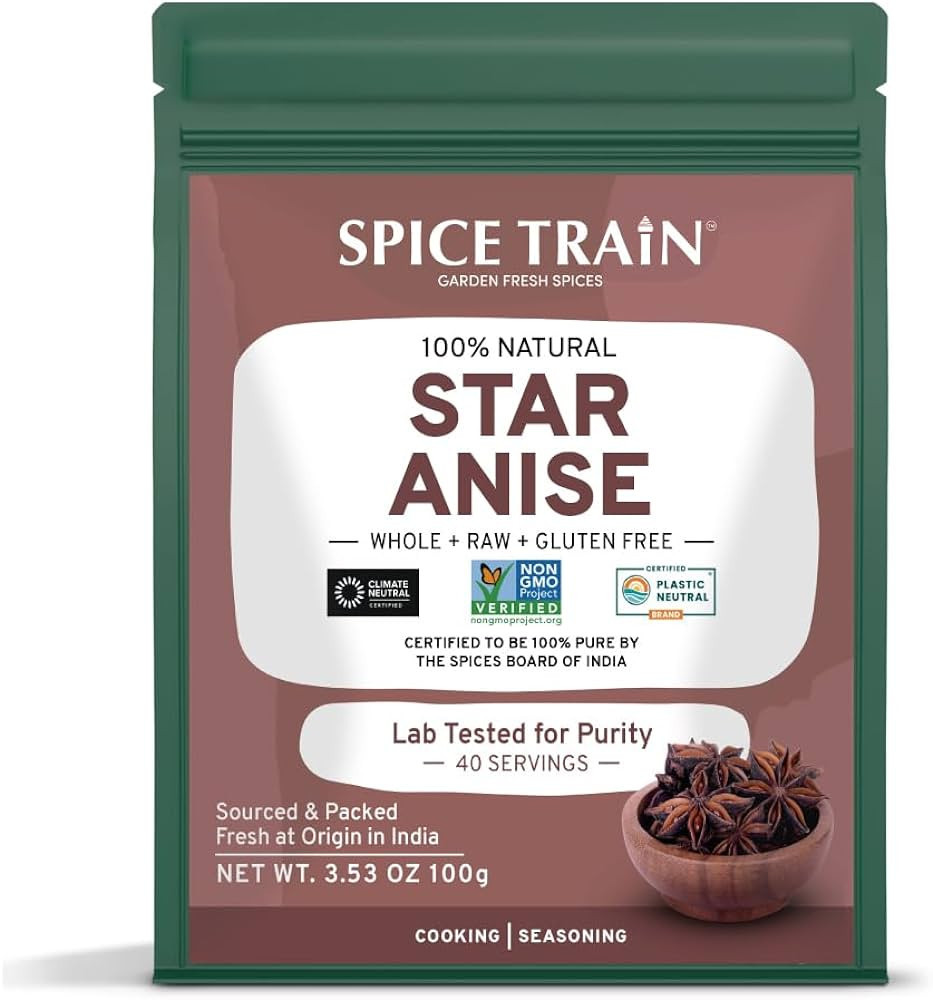 SPICE TRAIN Star Anise Whole (100g/3.5oz) Gluten Free, 100% Raw Whole Chinese Pods, Premium Quali... | Amazon (US)