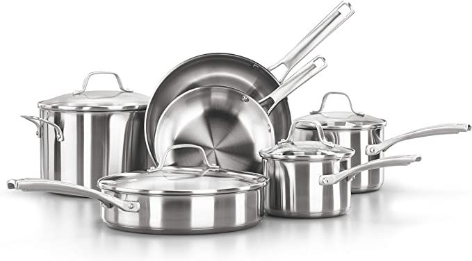 Calphalon Classic Stainless Steel Pots and Pans, 10-Piece Cookware Set | Amazon (US)