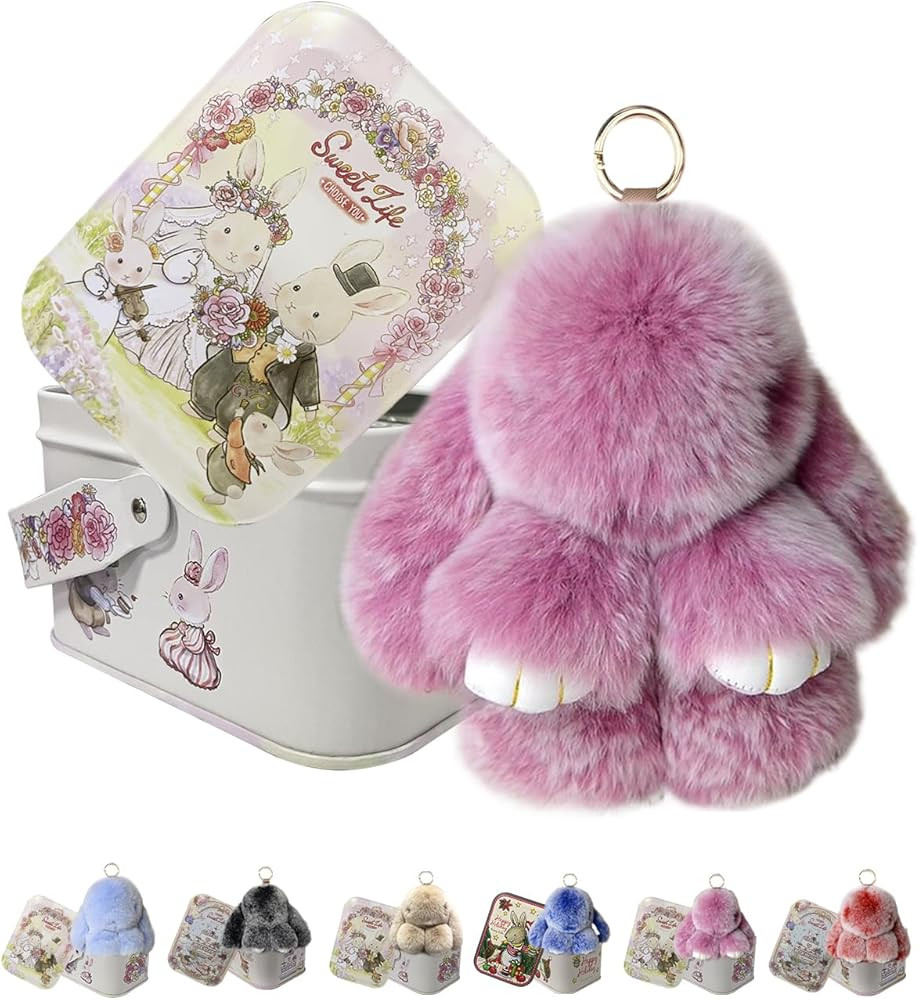 Easter Keychain With Tin Box, Bunny Lucky Keychains, Handmade Soft Bunny Keychain | Amazon (US)