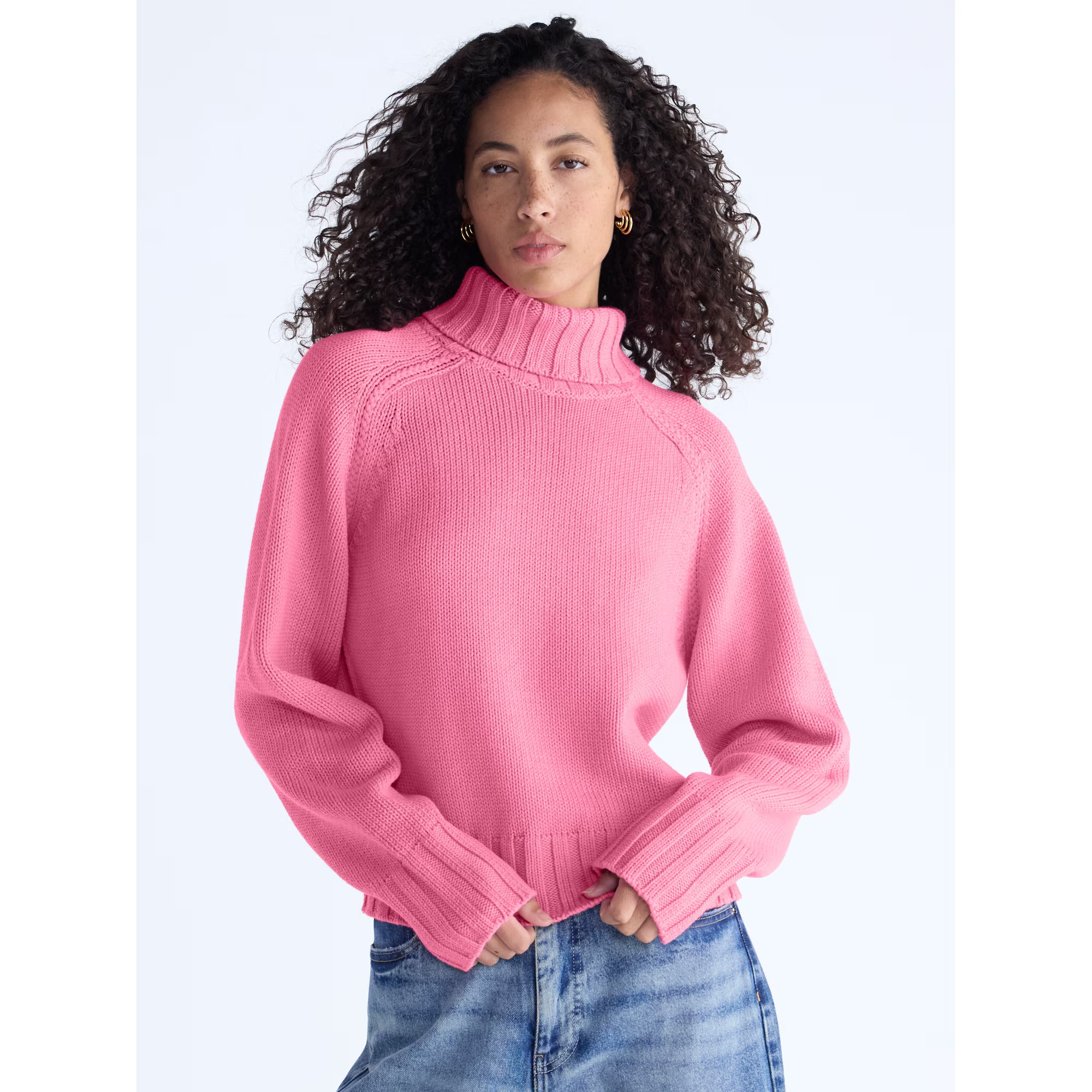 Free Assembly Women's and Women's Plus Cropped Turtleneck Sweater, Midweight, XS-4X | Walmart (US)