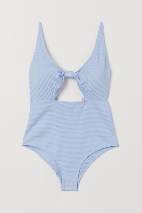 Low-cut swimsuit with a cut-out section at front, lightly padded cups with removable inserts for ... | H&M (US + CA)