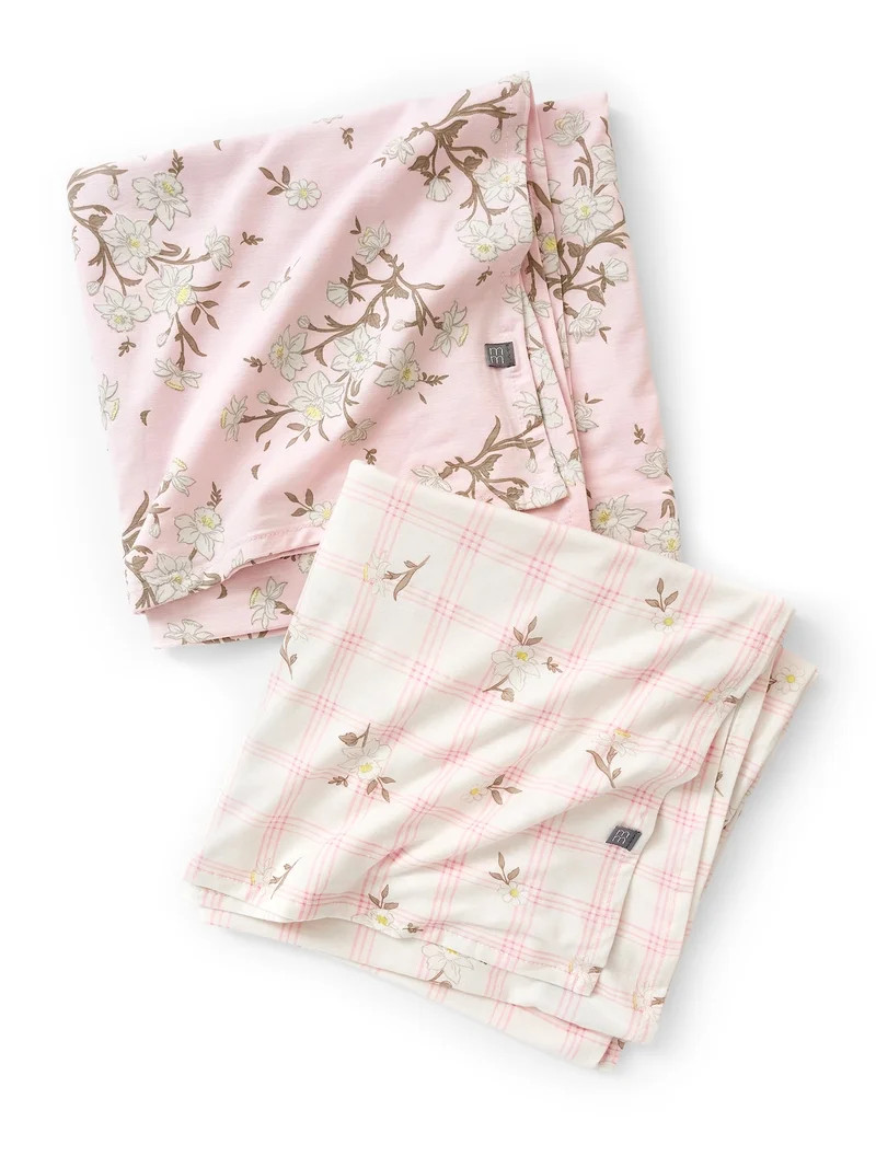 Modern Moments by Gerber Baby Neutral Super Soft Swaddle Blankets, 2-Pack, Mauve, One Size | Walmart (US)
