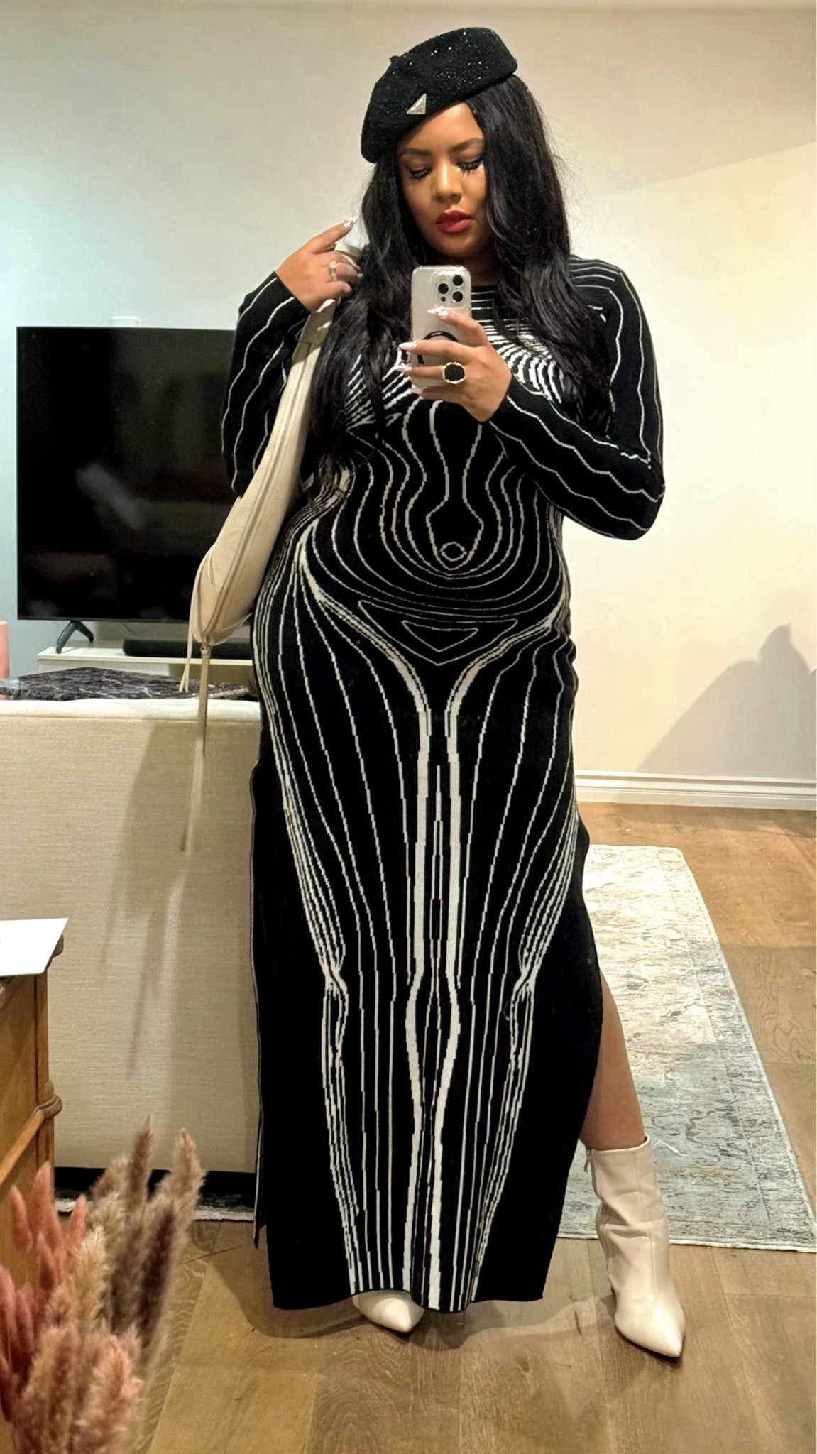 Ready for my dinner date with hubby in less than 20!  I love pairing a bodycon weather dress with a classic cream boot and hobo bag to add some swag. Don’t forget the accessories, sexy scent (I choose the sexy luxurious scent of Delina)  and red lip! 💋
Dress is unlisted ( from Fashion Nova) but an almost exact similar style is listed. 
I paired with my Khy by Kylie leather cropped jacket ( which is becoming my fave jacket go to). 

#LTKmidsize #LTKstyletip #LTKfindsunder50