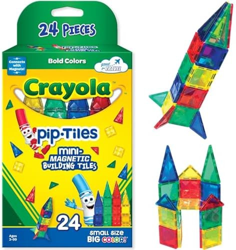 CreateOn Crayola Mini Magnetic PIP-Tiles, Bold Colors - Building Set for Kids, Magnetic Building ... | Amazon (US)