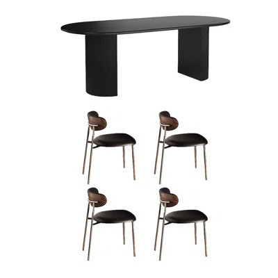 Matte black oval dining table and chair set | Wayfair North America