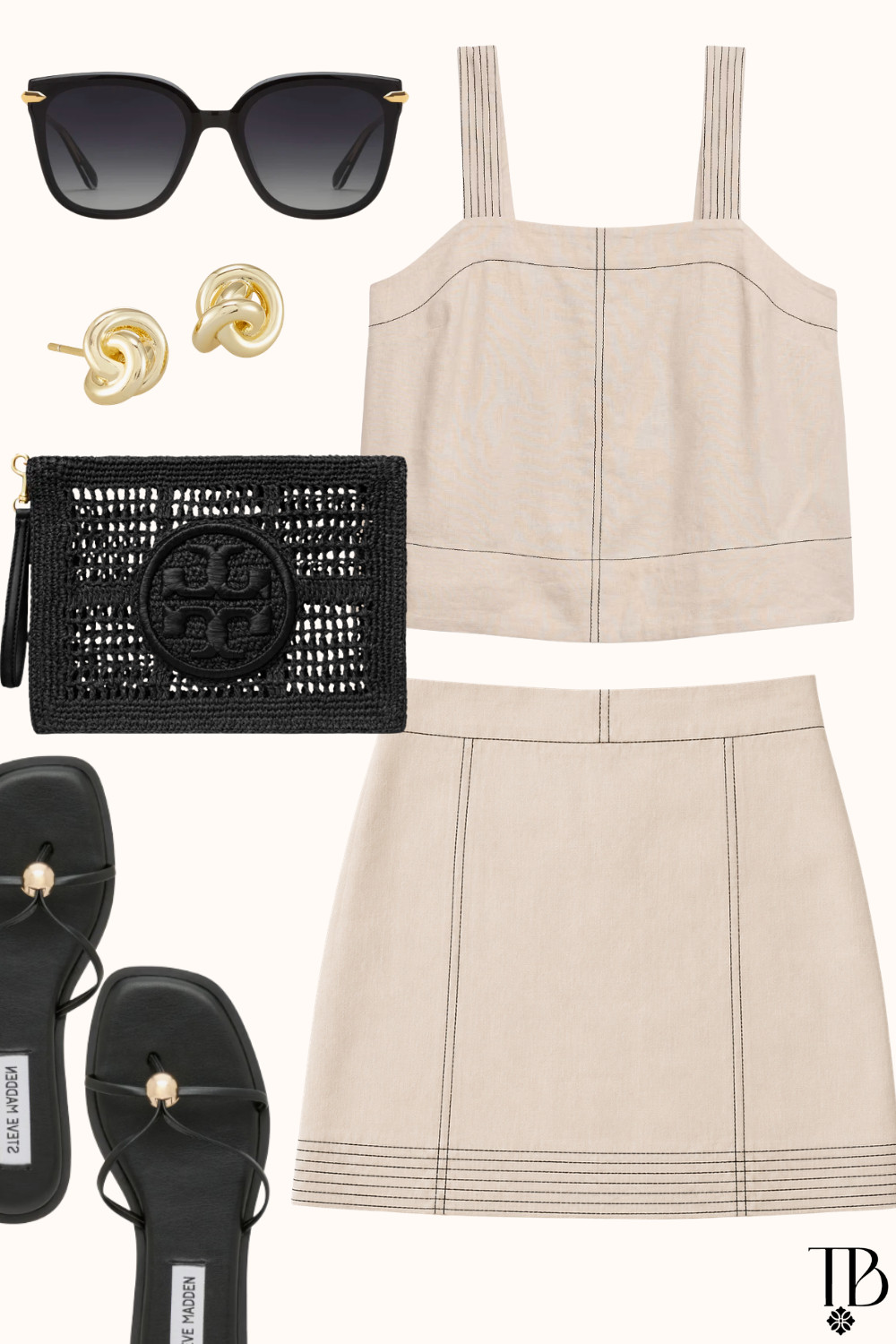Elevated neutrals, but make it summer 🤍🖤 This matching set is chic, timeless, and ready for everything from dinner dates to vacation nights. #LTKStyle #NeutralOutfit #SummerStyle #QuietLuxury #LTKFinds ✨👜 

 
