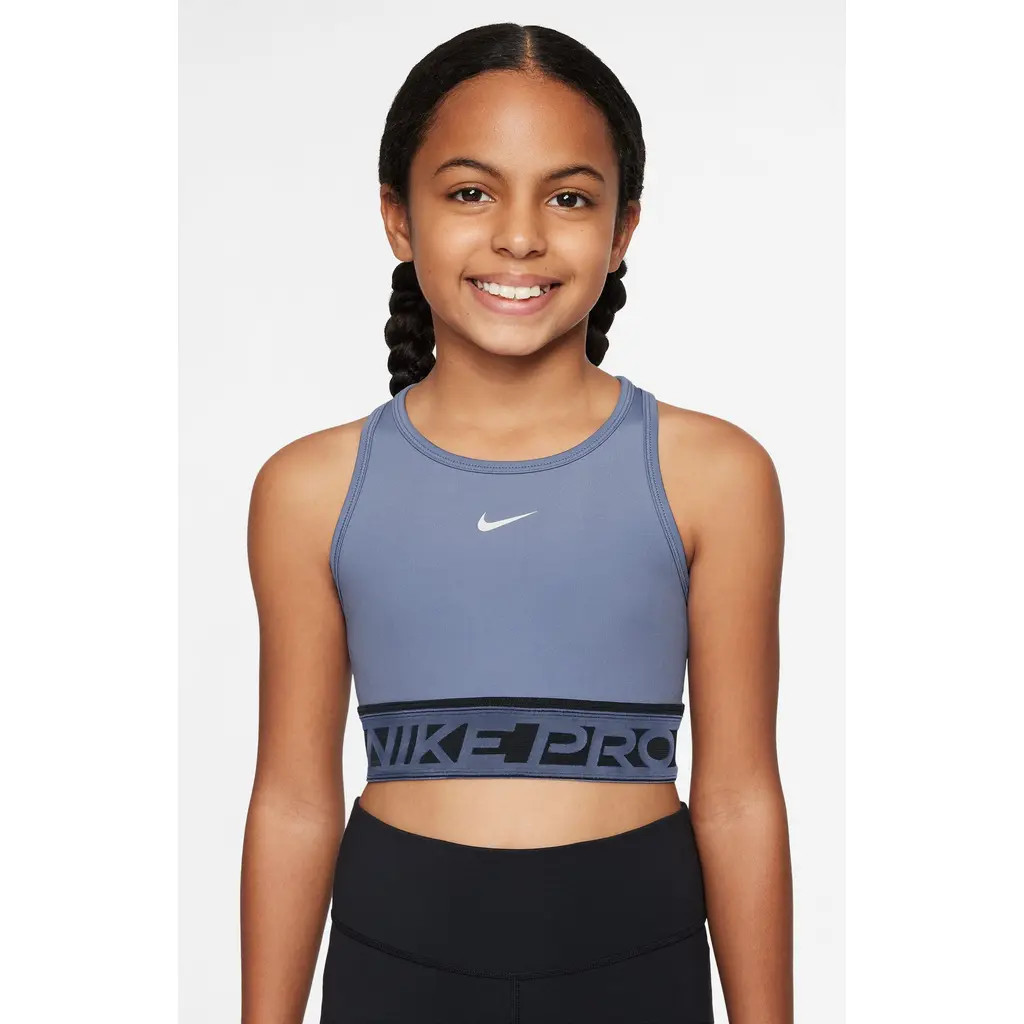 Nike Kids' Pro Swoosh Dri-FIT Sports Bra in World Indigo/White at Nordstrom | Nordstrom