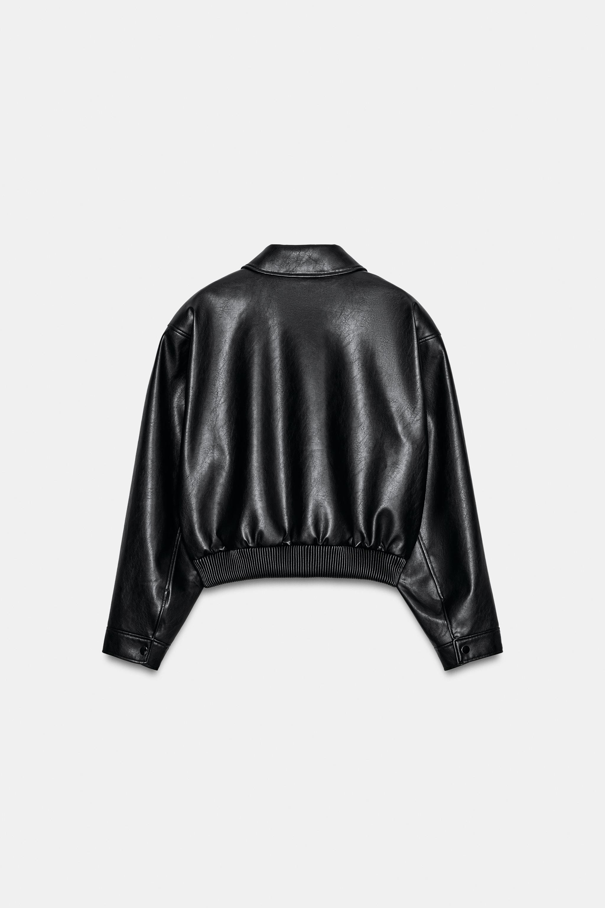 FAUX LEATHER BOMBER JACKET WITH SHOULDER PADS | Zara UK