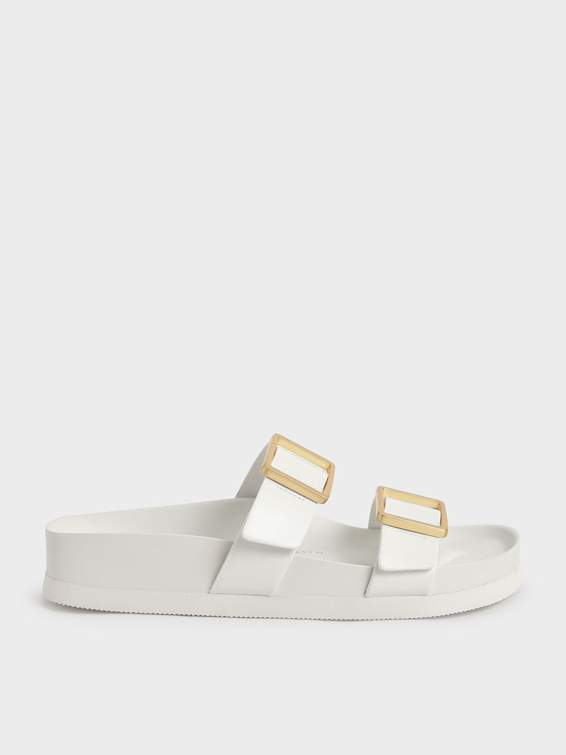 Metallic Buckle Slide Sandals | Charles & Keith US