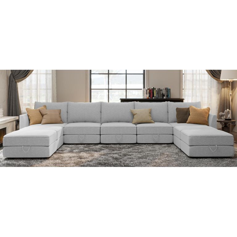 HOWE Sectional Couch, Modular Convertible Sofa with Reversible Chaise, Ottoman, U-Shaped Sofa wit... | Walmart (US)