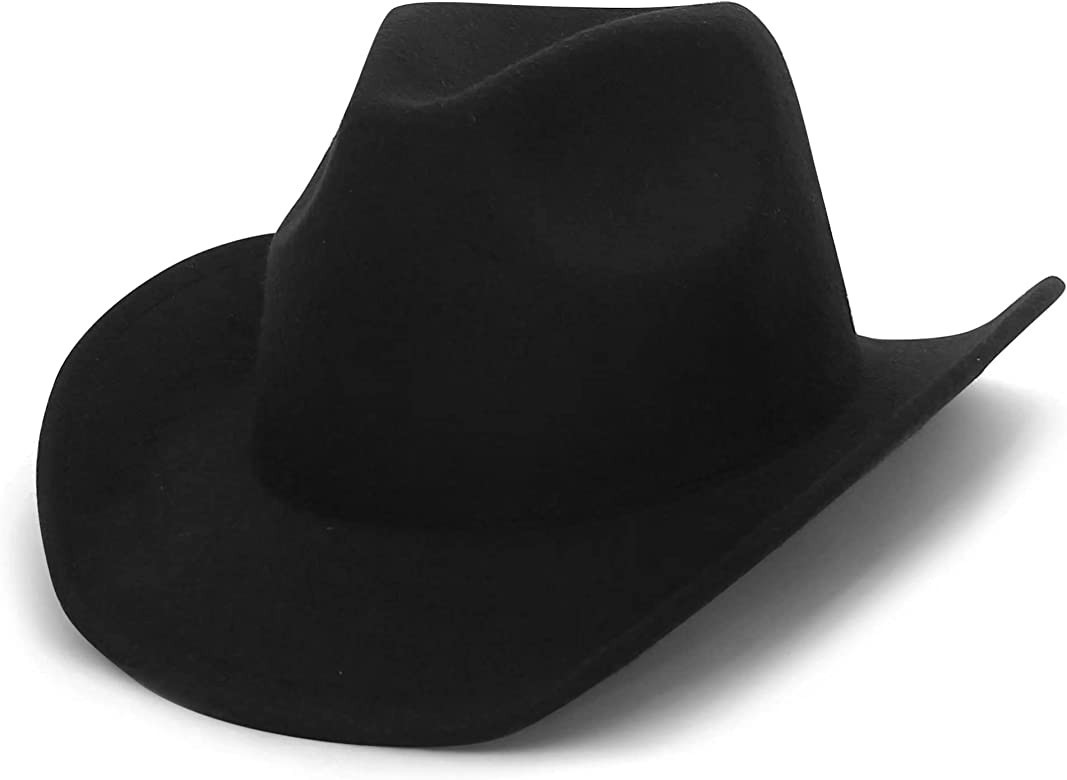 Wool Cowboy Cowgirl Hat for Men Women Classic Roll Up Brim Fedora Cowgirl Hat Western Cowboy Hat | Amazon (US)