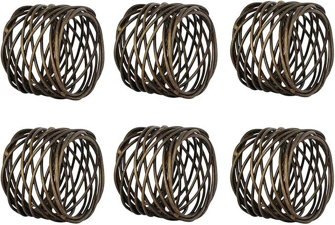 Kaizen Casa Handmade Round Mesh Napkin Rings Holder for Dinning Table Parties Everyday, Set of 6 ... | Amazon (US)