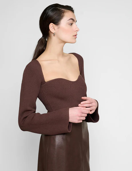 Chiara Bustier Knit Top in Chocolate-BESTSELLER | Pixie Market