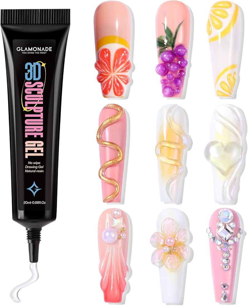 3D Sculpting Gel Nail Art: 15g Nail Sculpting Glue No Wipe Clear Gel Polish DIY Nail Art for Draw... | Amazon (US)