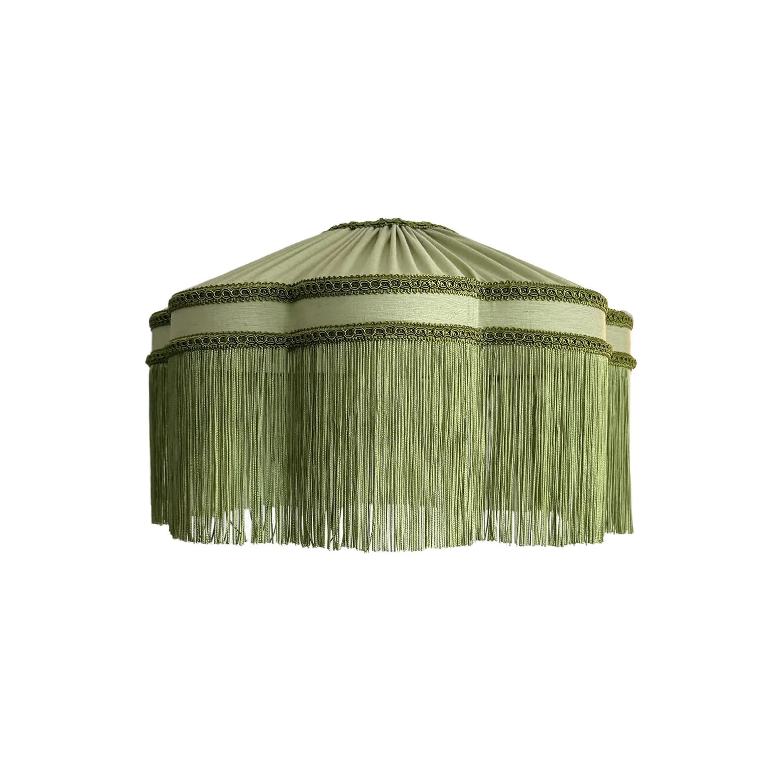 Jade Scalloped Handmade Linen Silk Fringed Lampshade | Etsy (Global)