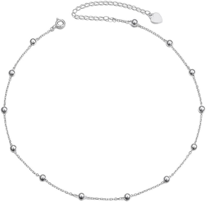 Sterling Silver Jewelry Choker Necklace Pendant Disc Chain Statement Necklace For Women 13+3 inch... | Amazon (US)