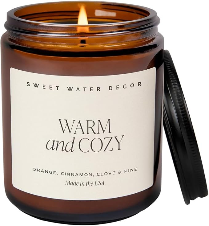 Sweet Water Decor Warm and Cozy Soy Candle - Orange Peel, Cinnamon, Ginger and Clove Scented Cand... | Amazon (US)