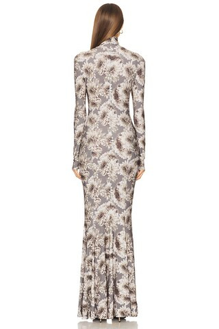 Long Sleeve Turtleneck Fishtail Gown in Fall Flowers | Revolve Clothing (Global)