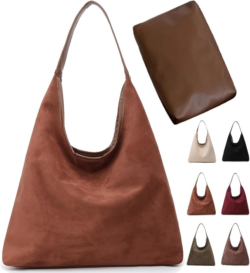Suede Bag for Women Suede Hobo Bags Suedes Tote Bag Suedes Handbag Shoulder Bag | Amazon (US)