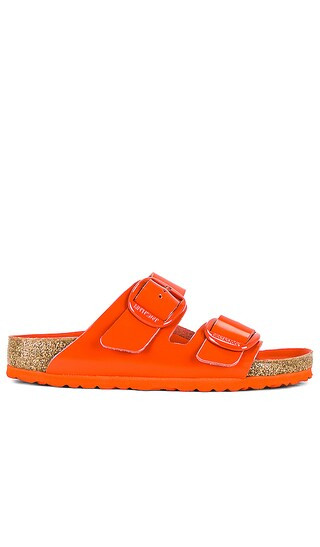Arizona Big Buckle Sandal in High Shine Tomato Leather | Revolve Clothing (Global)