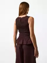 Buy Brown Poplin Shirred Sleeveless Co-ord Top 22 | Tops | Tu | Tu Clothing