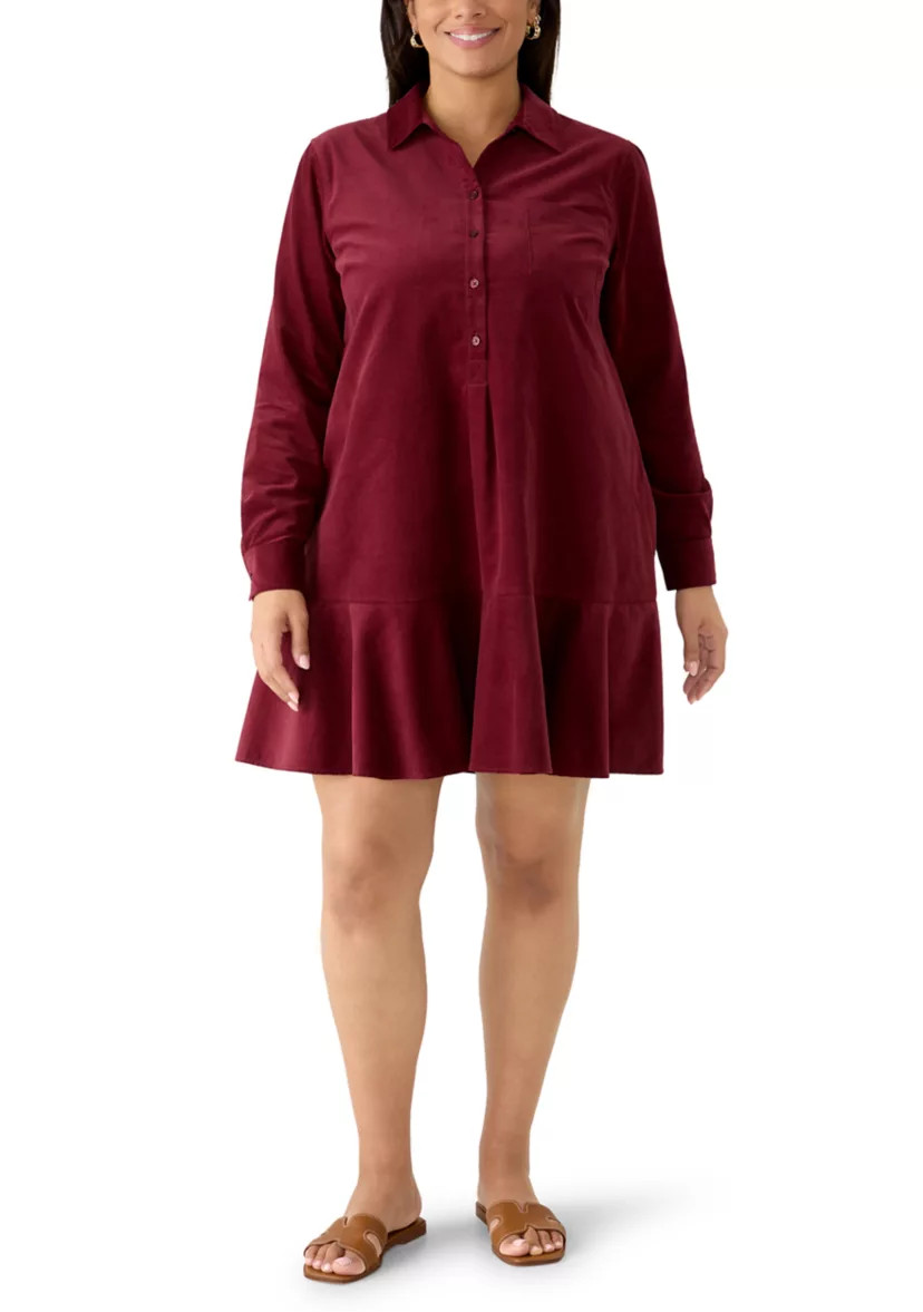 Plus Size Long Sleeve Tiered Shirt Mini Dress | Belk