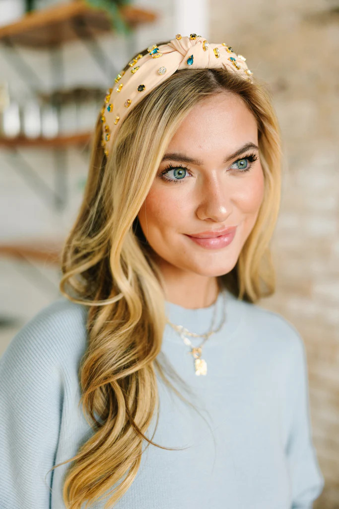 Can't Stop Your Shine Beige Rhinestone Headband | The Mint Julep Boutique