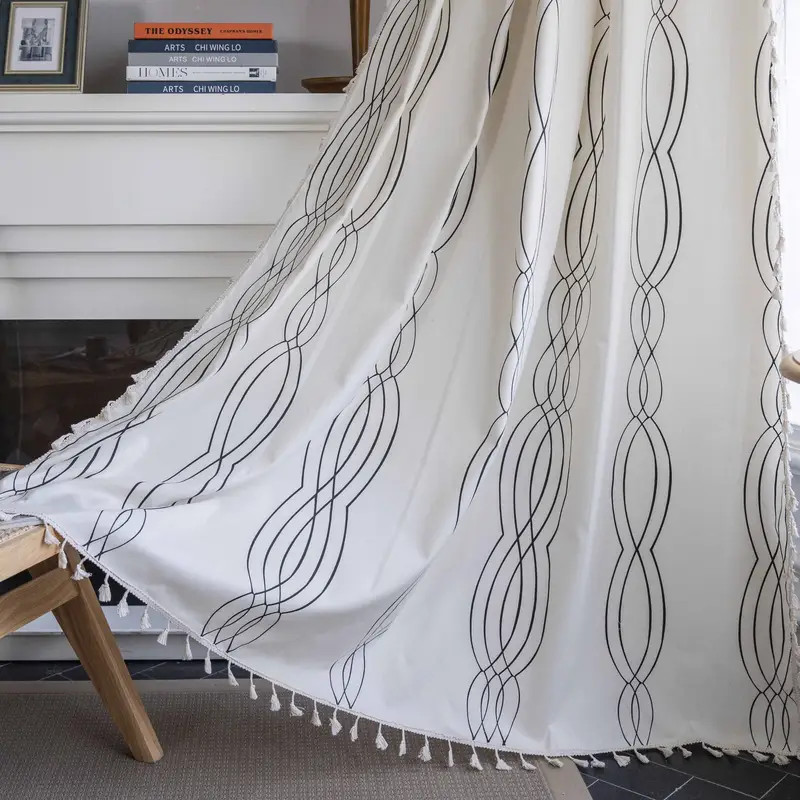 1pc Boho Vintage Country Curtain with Handmade Tassels - Semi-Blackout Crochet Wave Curtain for B... | Temu Affiliate Program