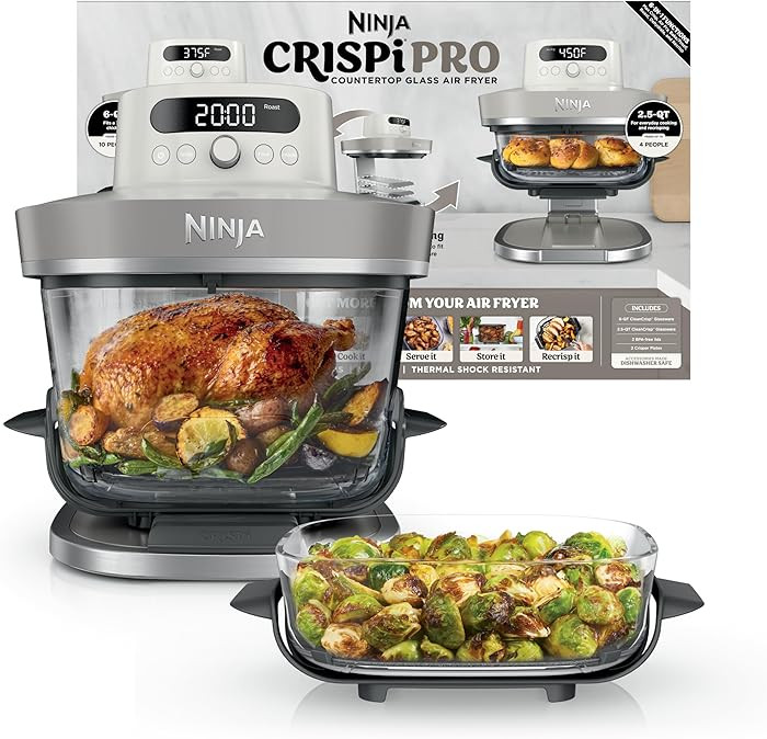 Ninja Crispi Pro 6-in-1 Glass Air Fryer | With Nontoxic, 6qt & 2.5qt Containers & Lids | Microwav... | Amazon (US)
