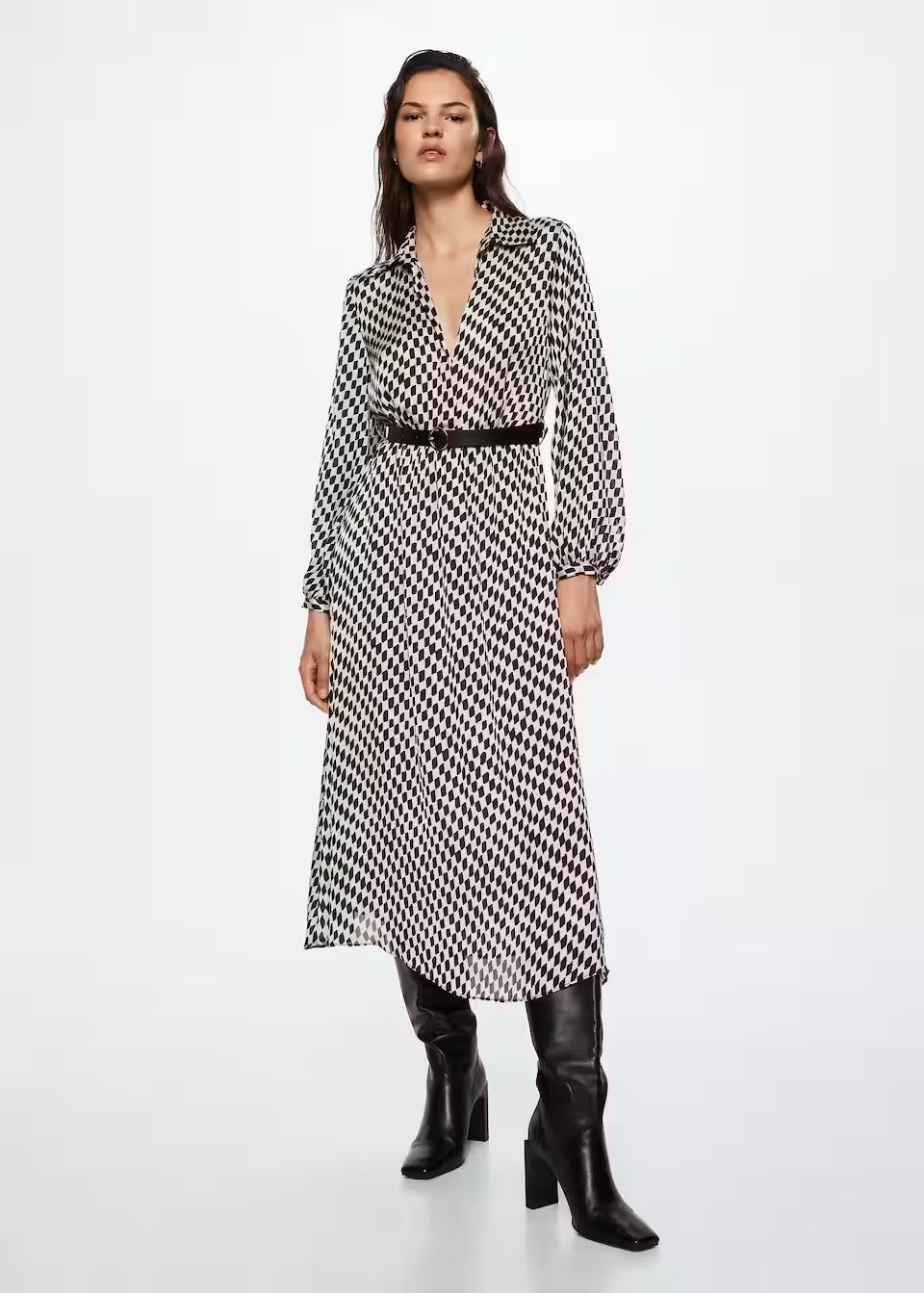 Rhombus pattern dress -  Women | Mango USA | MANGO (US)
