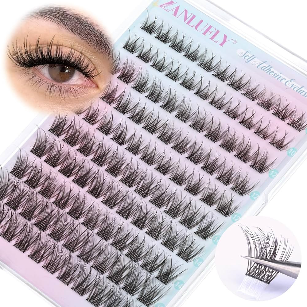 Self Adhesive Eyelashes Natural Self Adhesive Lash Clusters Pre glued Eyelash Clusters zanlufly N... | Amazon (US)