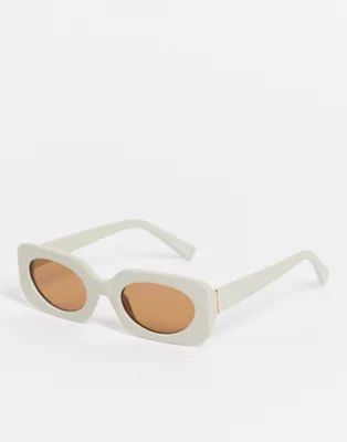 ASOS DESIGN mid square sunglasses with tonal lens in beige | ASOS | ASOS (Global)