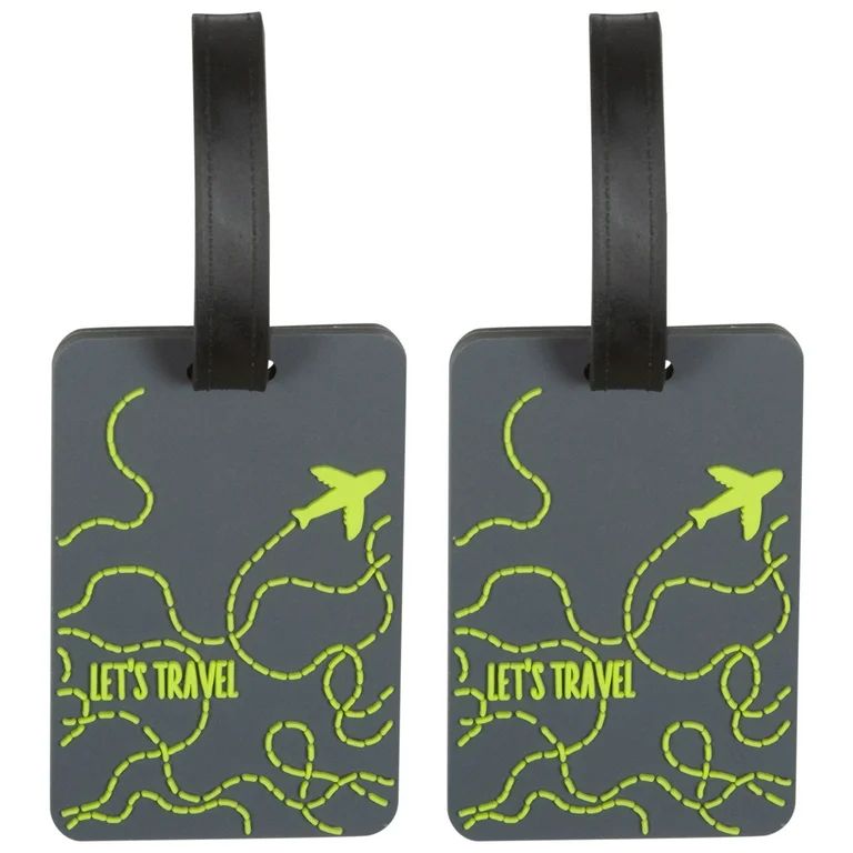 Protege Mini 2 Pack PVC Luggage Tag, "Let's Travel", Gray | Walmart (US)