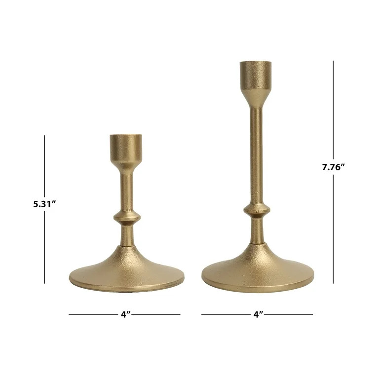 BHG Gold Cast Iron Taper Candle Holder, Set of 2 | Walmart (US)