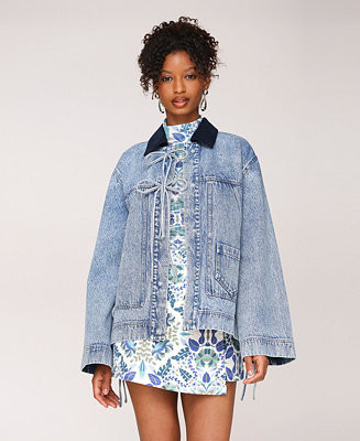 Avec Les FillesWomen's Oversized Denim Patch Pocket Chore Jacket | Macy's