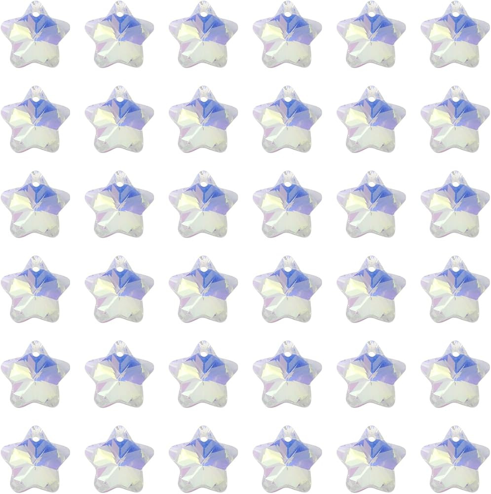 100Pcs Tiny Crystal AB Color Glass Faceted Star Charms 13x7mm for DIY Jewelry Craft Making | Amazon (US)