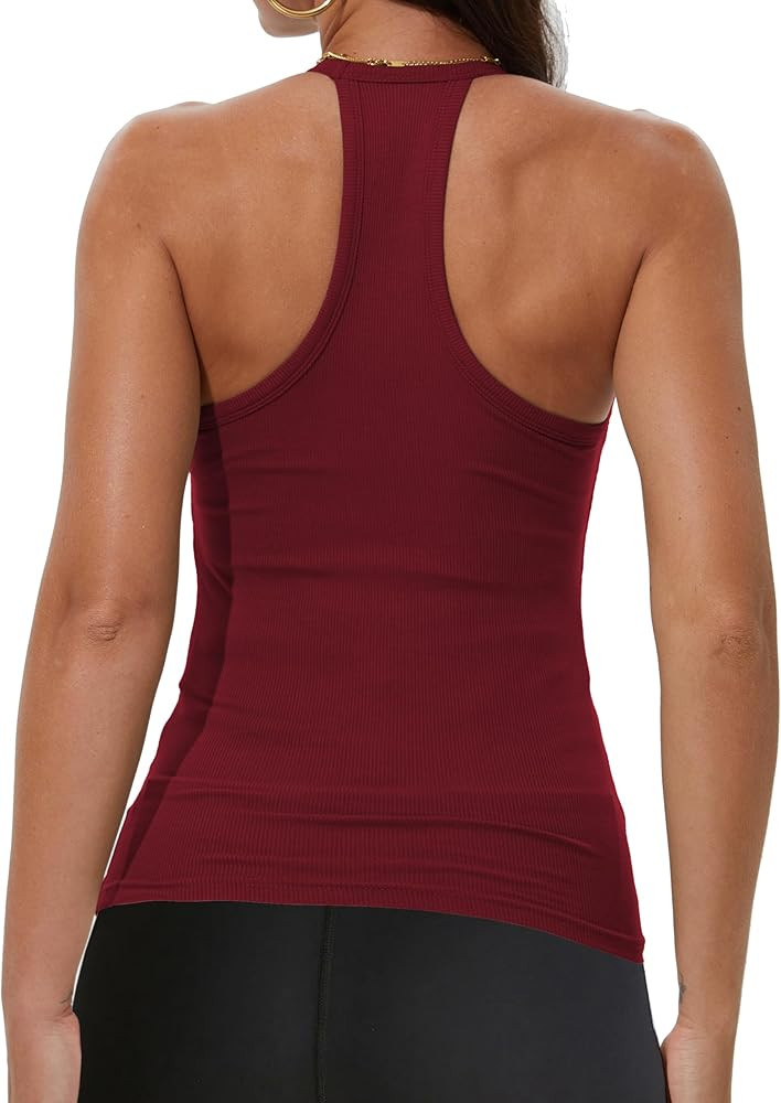 iGENJUN Workout Tops for Women Racerback Basic Tank Summer 2026 Camisole V Neck Slim Fit Ribbed S... | Amazon (US)