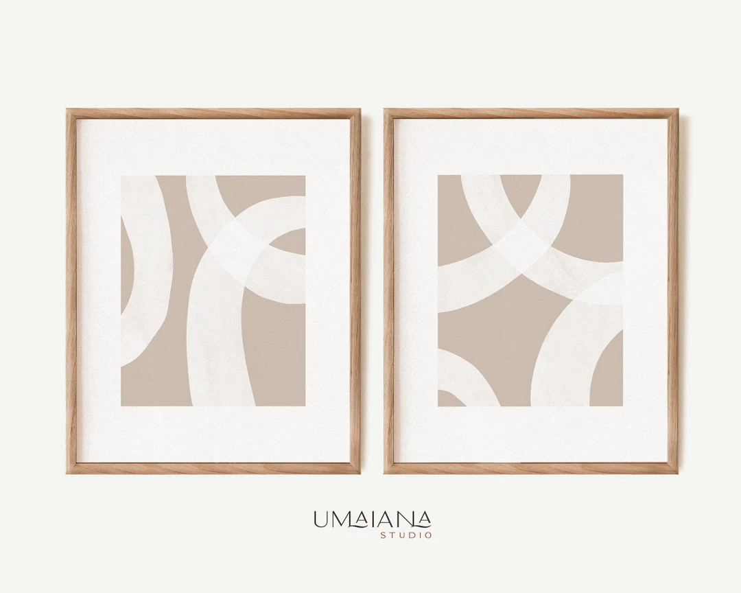 Set of Two Abstract Prints Modern Printable Wall Art Instant Download 2 Piece Wall Art Boho Decor... | Etsy (US)