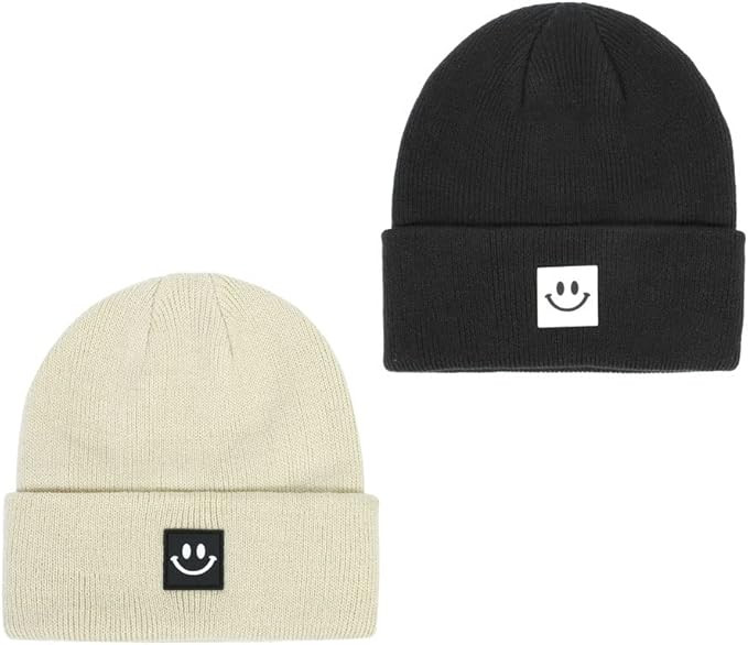 Baby Winter Hat Soft Warm Knitted Beanie Hat with Cute Smile Face Beanie Cap for Boys Girls | Amazon (US)